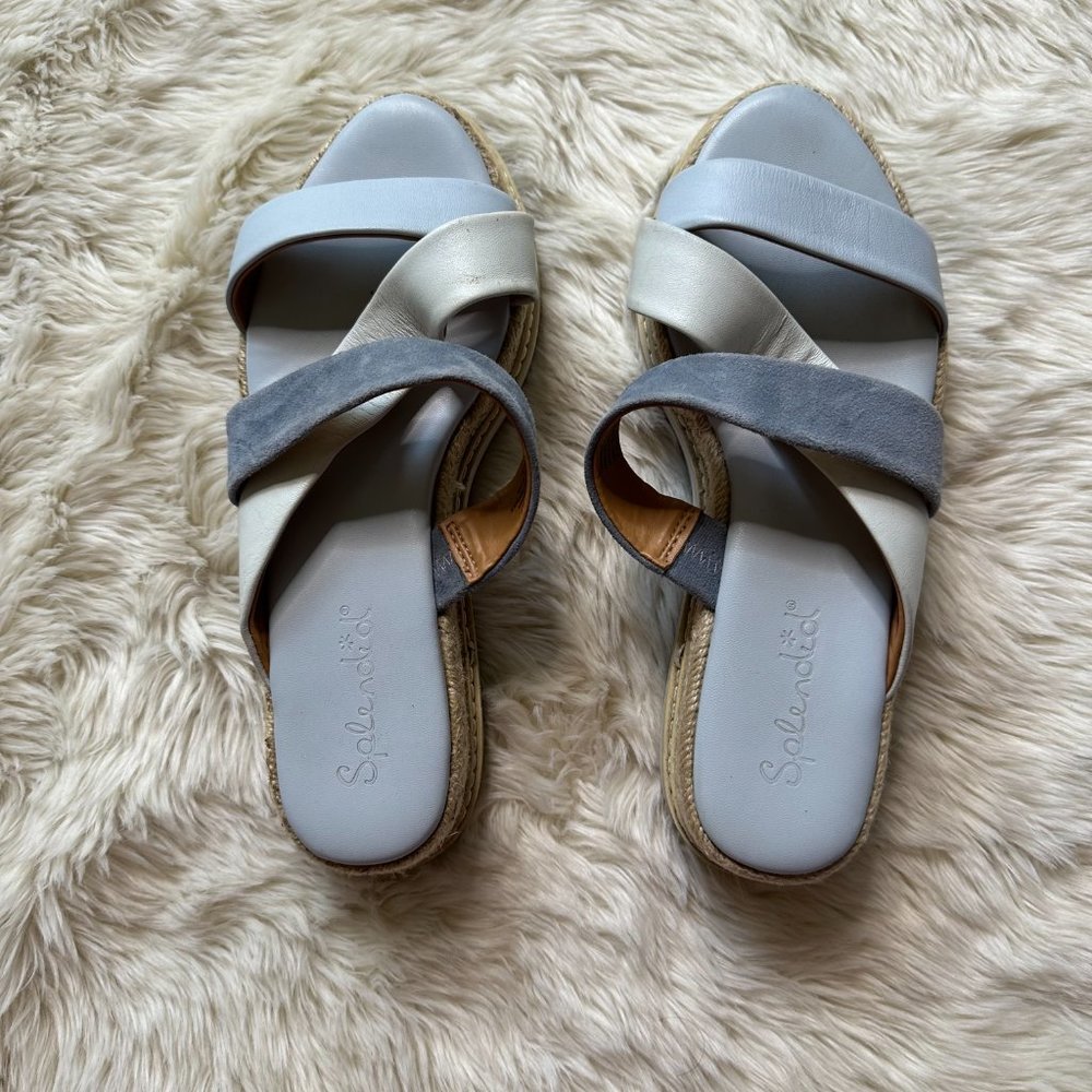 Splendid Fara French Blue Leather/Suede Espadrille Sandals Women's 8M - Picture 6 of 8